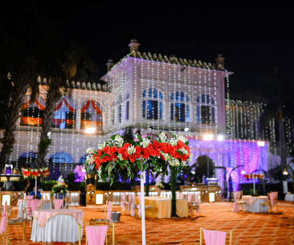 The Carlton Hotel illuminated evening event setup